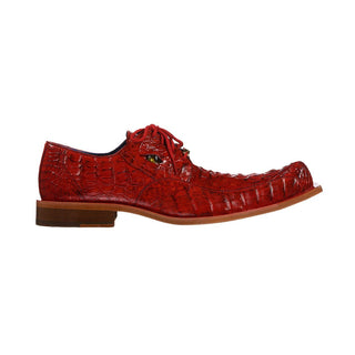 Belvedere 3414 Simon Men's Shoes Cherry Exotic Caiman Crocodile Eyes Derby Oxfords (BV3019)-AmbrogioShoes