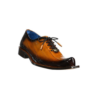 Belvedere 3415 Byron Men's Shoes Antique Camel Eel Skin Lace-Up Oxfords (BV3000)-AmbrogioShoes