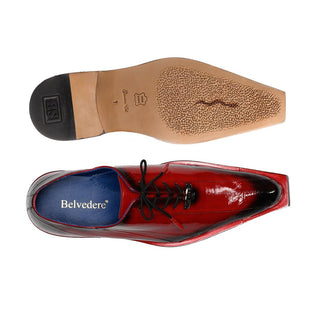 Belvedere 3415 Byron Men's Shoes Antique Red Eel Skin Lace-Up Oxfords (BV3002)-AmbrogioShoes