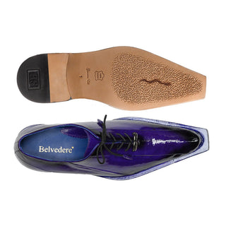 Belvedere 3415 Byron Men's Shoes Purple Eel Skin Lace-Up Oxfords (BV3001)-AmbrogioShoes
