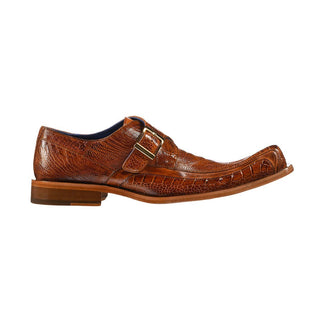 Belvedere 3416 Hunter Men's Shoes Antique Amber Exotic Ostrich Monk-Strap Loafers (BV3003)-AmbrogioShoes