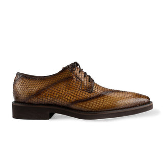 Belvedere 6B5 Tony Men's Shoes Antique Almond Brown Exotic Genuine Snake-Skin Oxfords (BV2953)-AmbrogioShoes