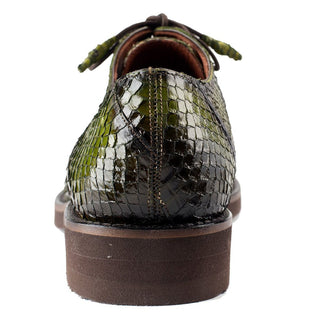 Belvedere 6B5 Tony Men's Shoes Antique Emerald Green Exotic Genuine Snake-Skin Oxfords (BV2952)-AmbrogioShoes