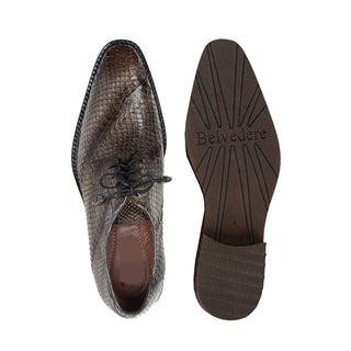 Belvedere 6B5 Tony Men's Shoes Antique Gray Exotic Genuine Snake-Skin Oxfords (BV2951)-AmbrogioShoes