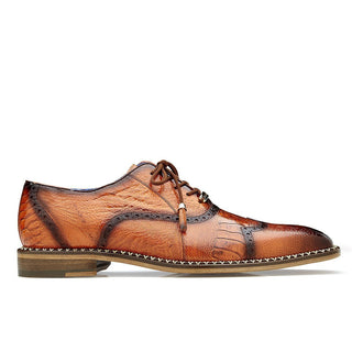 Belvedere Alex Men's Shoes Tangerine Ostrich Wing-Tip Dress Oxfords R23 (BV2865)-AmbrogioShoes