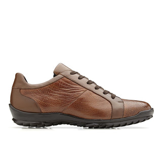 Belvedere Arena Men's Shoes Honey Ostrich & Calf-Skin Leather Sneakers 3309 (BV2864)-AmbrogioShoes