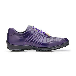 Belvedere Astor 33599 Men's Shoes Purple Exotic Crocodile / Calf-Skin Leather Casual Sneakers (BV3094)-AmbrogioShoes