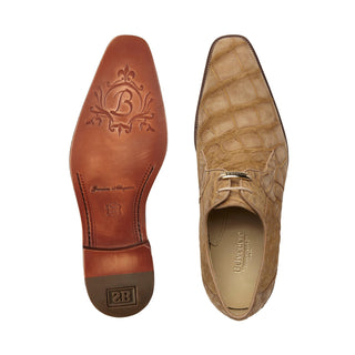 Belvedere B09 Rome Men's Shoes Camel Exotic Genuine Sanded Alligator Derby Oxfords (BV3067)-AmbrogioShoes