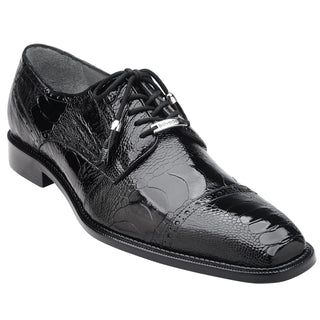 Belvedere Batta Men's Black Genuine Ostrich Oxfords 14006-BLK (BV2512)-AmbrogioShoes