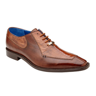 Belvedere Biagio B13 Men's Shoes Peanut Exotic Ostrich / Calf-Skin Leather Split-Toe Oxfords (BV3117)-AmbrogioShoes