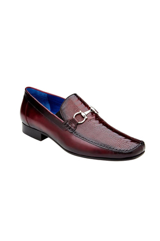 Belvedere Bruno 1026 Black Ostrich / Leather Horsebit Split-Toe Loafers (BV3072)