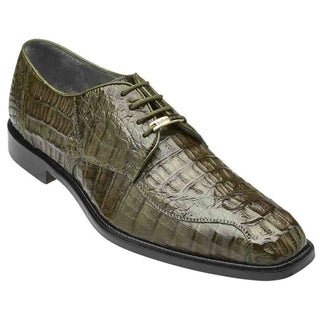 Belvedere Chapo Shoes Men's Olive Green Genuine Hornback Crocodile Oxfords 1465 (CHAPO-OLIVE)-AmbrogioShoes
