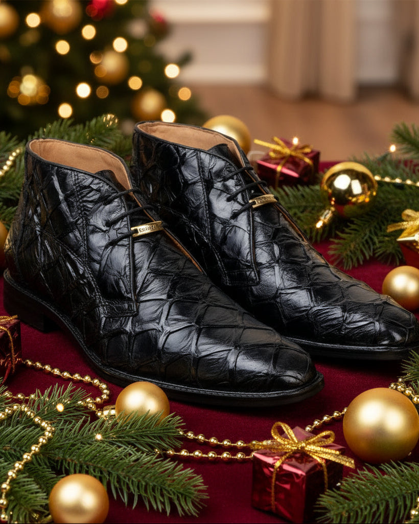 Belvedere Ciro BR03 Men's Shoes Exotic Pirarucu Classic Chukka Boot (BV3194)-AmbrogioShoes