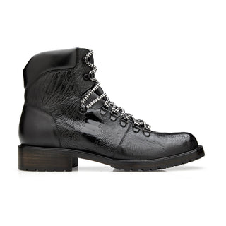 Belvedere Como CB5 Men's Shoes Black Exotic Genuine Ostrich / Calf-Skin Leather Rugged Hiking Boots (BV3097)-AmbrogioShoes