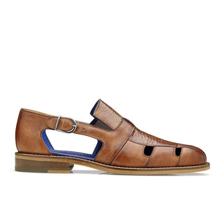 Belvedere Connors Men's Shoes Honey Ostrich & Calf-Skin Leather Sandals S01 (BV2862)-AmbrogioShoes