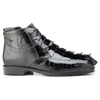 Belvedere Shoes Men's Barone Black Genuine Hornback & Ostrich Boots 491 (BV2302)-AmbrogioShoes