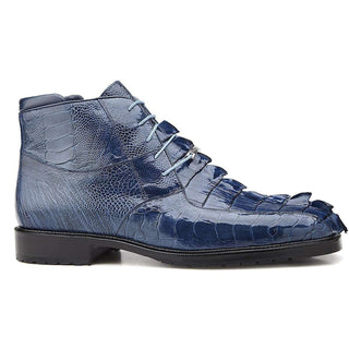 Belvedere Shoes Men's Barone Blue Jean Genuine Hornback & Ostrich Boots 491 (BV2303)-AmbrogioShoes