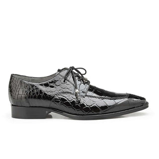 Belvedere Shoes Men's Lorenzo Black Genuine Alligator Oxfords B01 (BV2407)-AmbrogioShoes