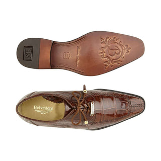 Belvedere Shoes Men's Lorenzo Peanut Genuine Alligator Oxfords B01 (BV2409)-AmbrogioShoes