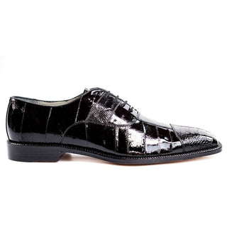 Belvedere Shoes Men's Mare Black Genuine Ostrich & Eel Oxfords 2P7 (BV2325)-AmbrogioShoes