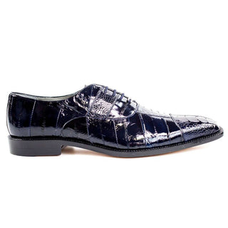 Belvedere Designer Shoes Men's Mare Navy Genuine Ostrich & Eel Oxfords 2P7 (BV2326)-AmbrogioShoes