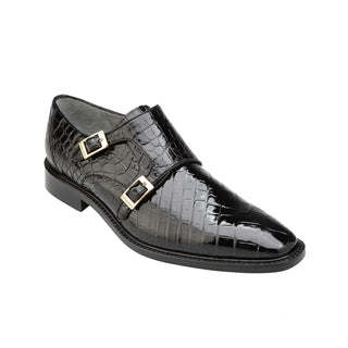 Belvedere Shoes Men's Oscar Black Genuine Alligator Loafers B02 (BV2414)-AmbrogioShoes