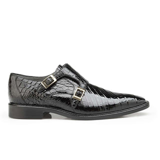 Belvedere Shoes Men's Oscar Black Genuine Alligator Loafers B02 (BV2414)-AmbrogioShoes