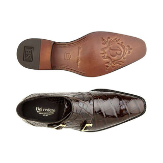 Belvedere Shoes Men's Oscar Chocolate Genuine Alligator Loafers B02 (BV2416)-AmbrogioShoes