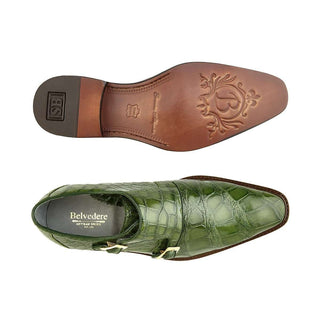 Belvedere Shoes Men's Oscar Pistachio Genuine Alligator Loafers B02 (BV2415)-AmbrogioShoes