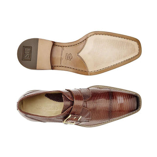Belvedere Shoes Men's Otto Antique Peanut Genuine Lizard Buckstrap Loafers 1498 (BV2329)-AmbrogioShoes