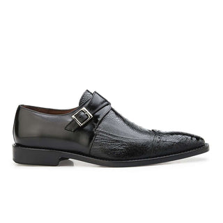 Belvedere Shoes Men's Salinas Black Genuine Ostrich & Italian Calf Loafers 3B6 (BV2424)-AmbrogioShoes