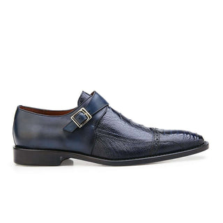 Belvedere Shoes Men's Salinas Blue Safari Genuine Ostrich & Italian Calf Loafers 3B6 (BV2426)-AmbrogioShoes