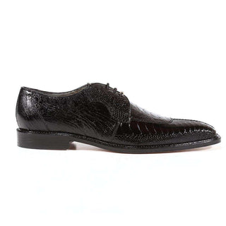 Belvedere Designer Shoes Men's Siena Ostrich Black Oxfords (BV1002)-AmbrogioShoes