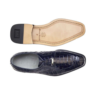 Belvedere Shoes Men's Susa Navy Genuine Crocodile Oxfords P32 (BV2334)-AmbrogioShoes
