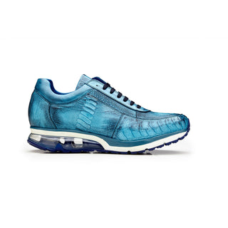 Belvedere E02 Todd Men's Shoes Ocean Blue Exotic Genuine Ostrich Casual Sneakers (BV2955)-AmbrogioShoes