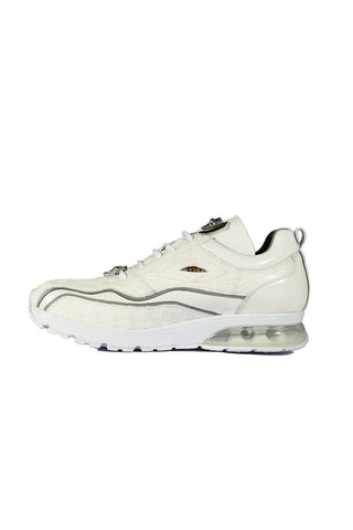 Belvedere E04 Rexy White Crocodile / Leather Eyes Casual Tennis Sneakers (BVS3032)