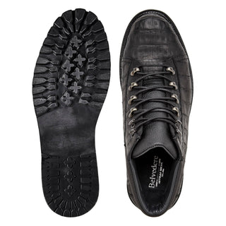 Belvedere Felipe CB06 Exotic Oiled Caiman Crocodile / Calf-Skin Leather Combat Boot (BV3193)-AmbrogioShoes