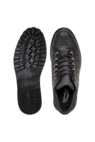 Belvedere Felipe CB06 Oiled Caiman Crocodile / Leather Combat Boot (BV3193)