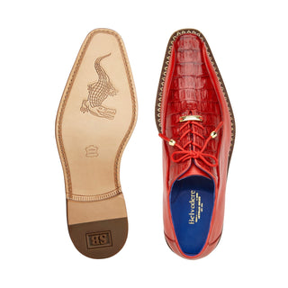 Belvedere Gabriele B04 Men's Designer Shoes Red Caiman Crocodile / Calf-Skin Leather Oxfords (BV3098)-AmbrogioShoes