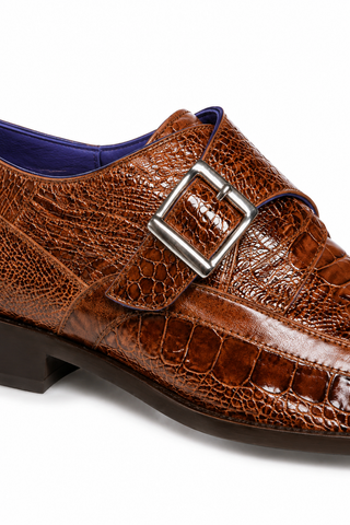 Belvedere Hunter Ostrich & Leather Single Monk Strap
