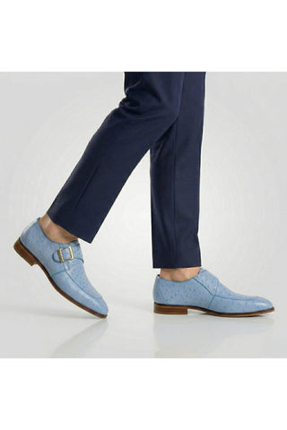 Belvedere Josh 114011 Exotic Ostrich Skin Split-Toe Monk Strap (BV3140)-AmbrogioShoes