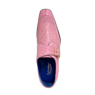 Belvedere Josh 114011 Men's Shoes Rose Pink Genuine Ostrich Split-Toe Monk-strap Loafers (BV3140)-AmbrogioShoes