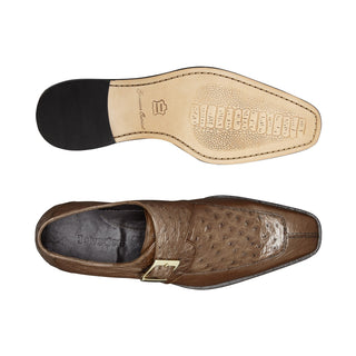 Belvedere Josh Men's Shoes Brown Genuine Ostrich Split Toe Monkstraps Loafers 114011 (BV2844)-AmbrogioShoes