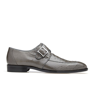 Belvedere Josh Men's Shoes Gray Genuine Ostrich Split Toe Monkstraps Loafers 114011 (BV2845)-AmbrogioShoes