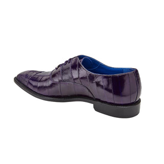 Belvedere Mare 2P7 Shoes Men's Purple Genuine Ostrich & Eel Split-Toe Oxfords (BV2028)-AmbrogioShoes