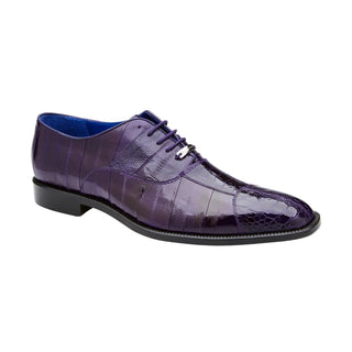 Belvedere Mare 2P7 Shoes Men's Purple Genuine Ostrich & Eel Split-Toe Oxfords (BV2028)-AmbrogioShoes