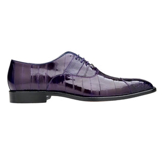 Belvedere Mare 2P7 Shoes Men's Purple Genuine Ostrich & Eel Split-Toe Oxfords (BV2028)-AmbrogioShoes