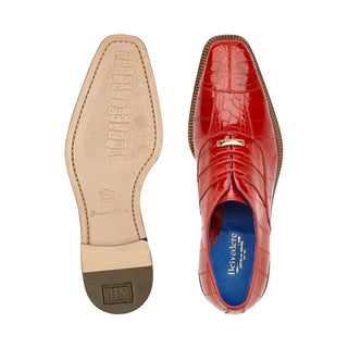 Belvedere Mare 2P7 Shoes Men's Red Genuine Ostrich & Eel Split-Toe Oxfords (BV3103)-AmbrogioShoes