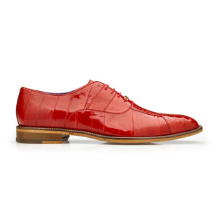 Belvedere Mare 2P7 Shoes Men's Red Genuine Ostrich & Eel Split-Toe Oxfords (BV3103)-AmbrogioShoes