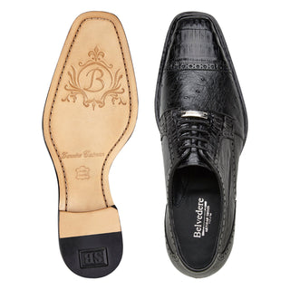 Belvedere Martino R104 Exotic Caiman Crocodile / Ostrich Classic Derby (BV3190)-AmbrogioShoes